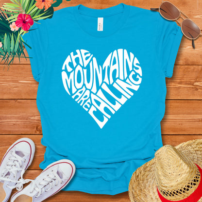 The Mountains Are Calling Heart Design T-Shirt