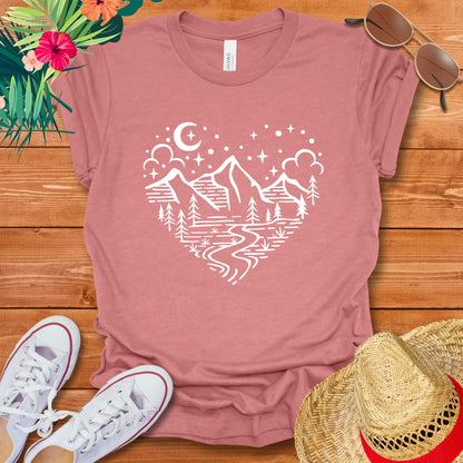Mountain Landscape Heart T-Shirt