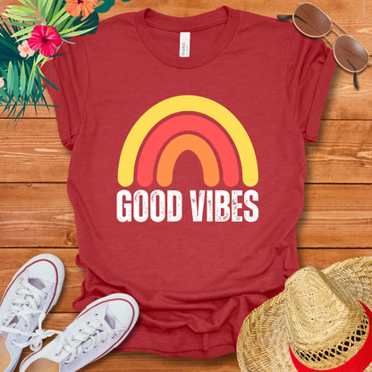 Good Vibes Colorful Rainbow T-Shirt (NEW)
