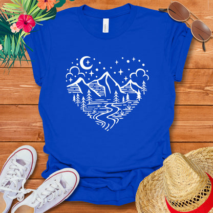 Mountain Landscape Heart T-Shirt