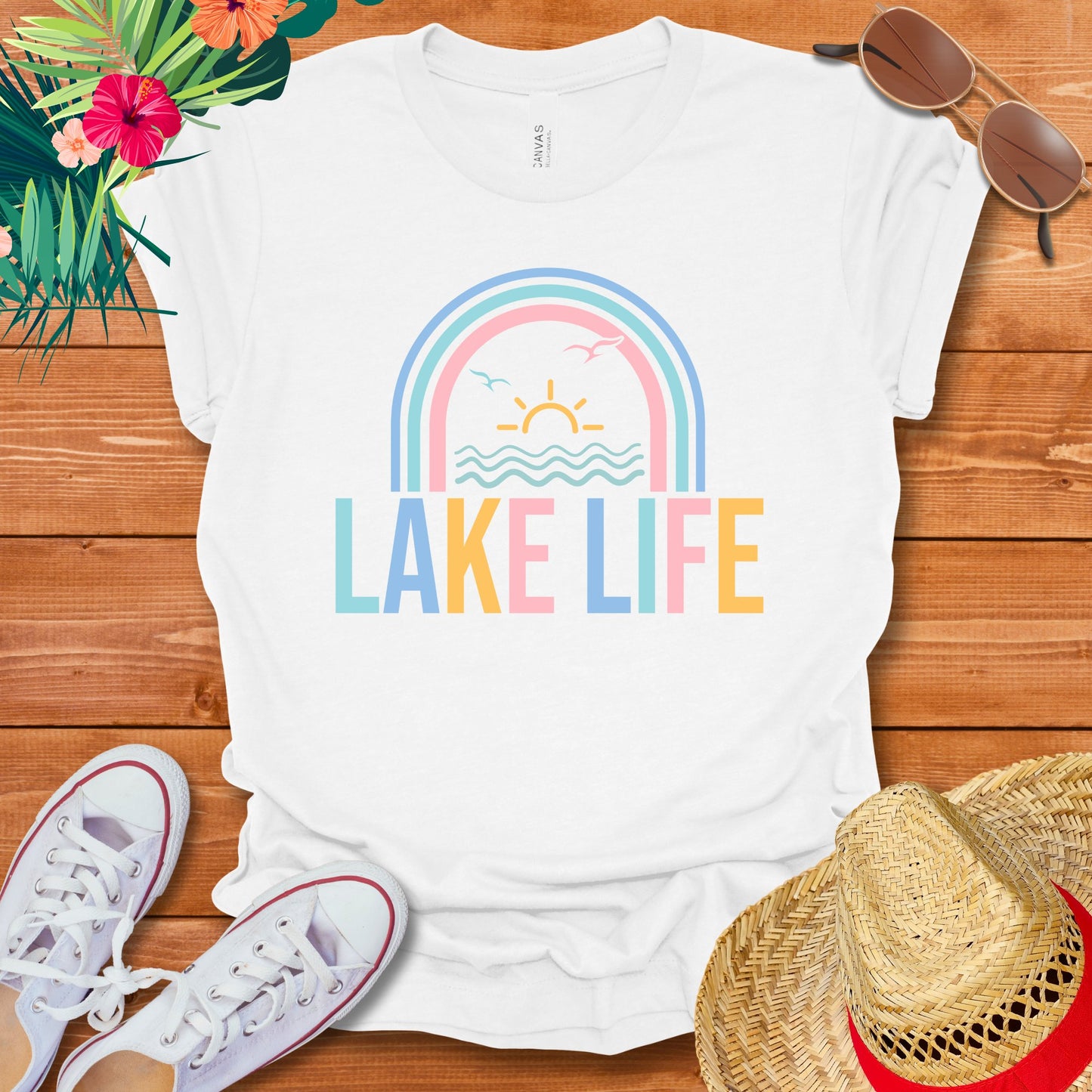 Lake Life Pastel Rainbow T-Shirt