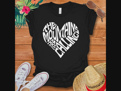 The Mountains Are Calling Heart Design T-Shirt