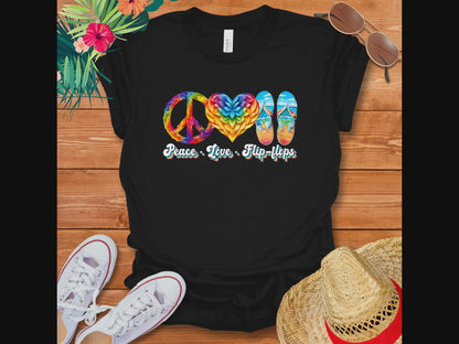 Colorful Peace Love Flip-Flops T-Shirt